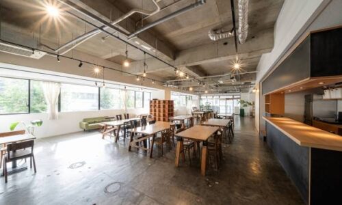 Interior of event space and cafe